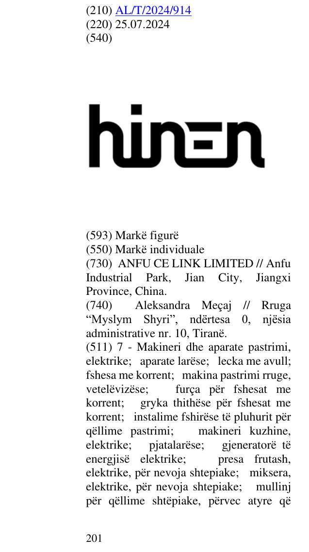 Zëri i markës HINEN në buletin