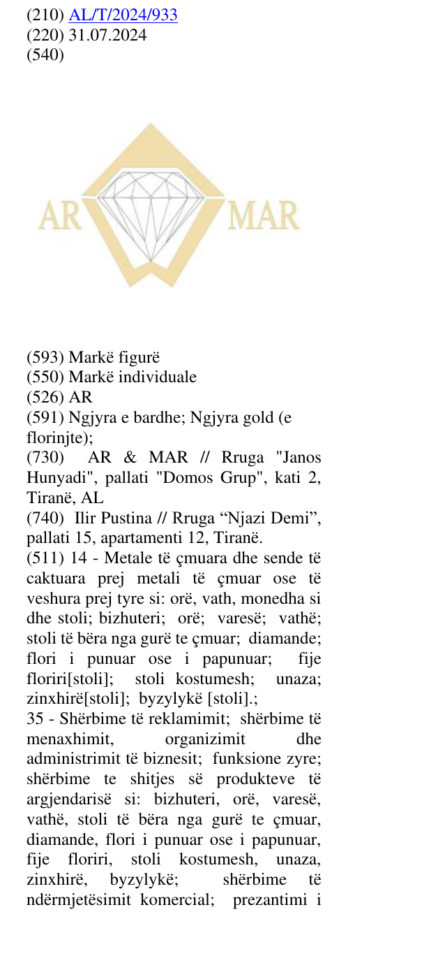 Zëri i markës AR në buletin