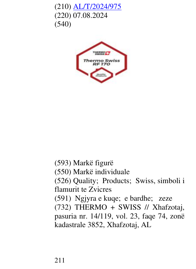 Zëri i markës Quality; Products; Swiss, simboli i flamurit te Zvicres në buletin