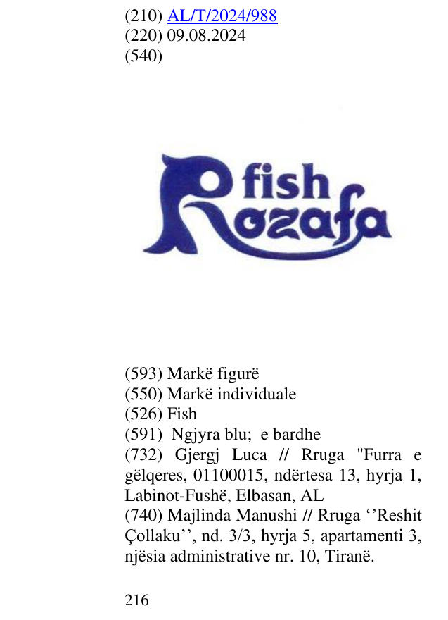 Zëri i markës Fish në buletin
