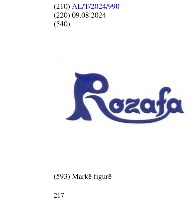 Zëri i markës Rozafa në buletin