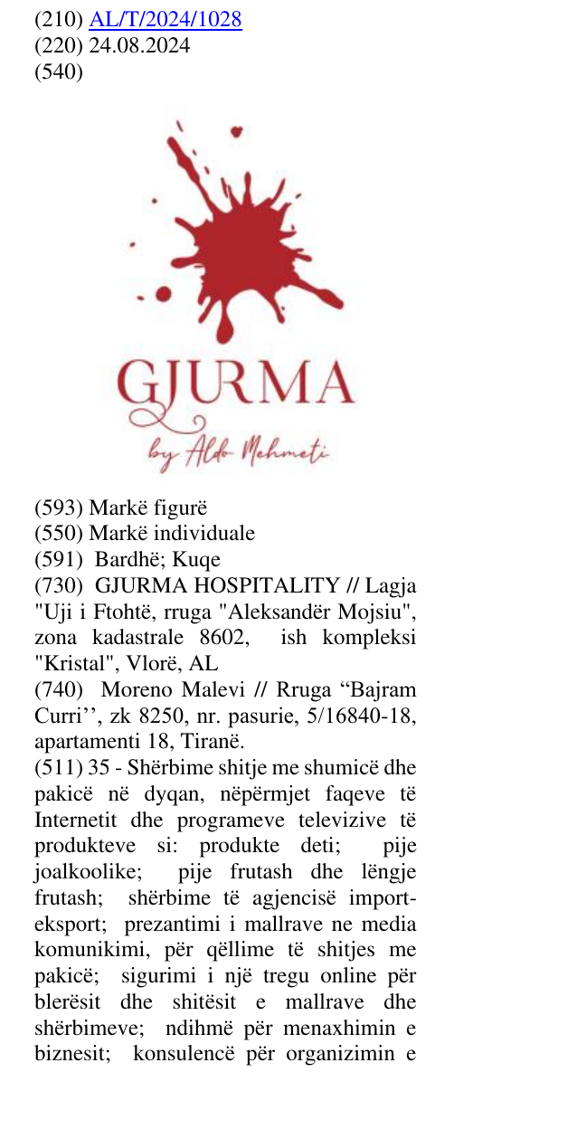 Zëri i markës GJURMA by Aldo Mehmeti në buletin