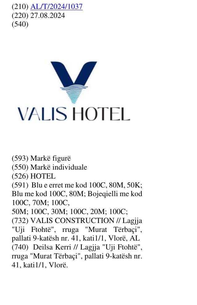 Zëri i markës HOTEL në buletin