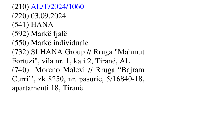 Zëri i markës HANA në buletin