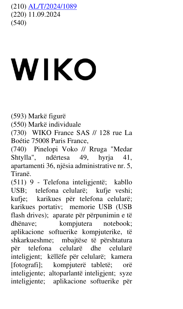 Zëri i markës WIKO në buletin