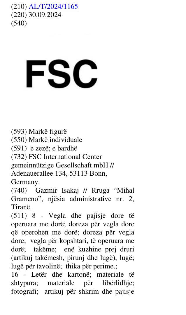 Zëri i markës FSC në buletin
