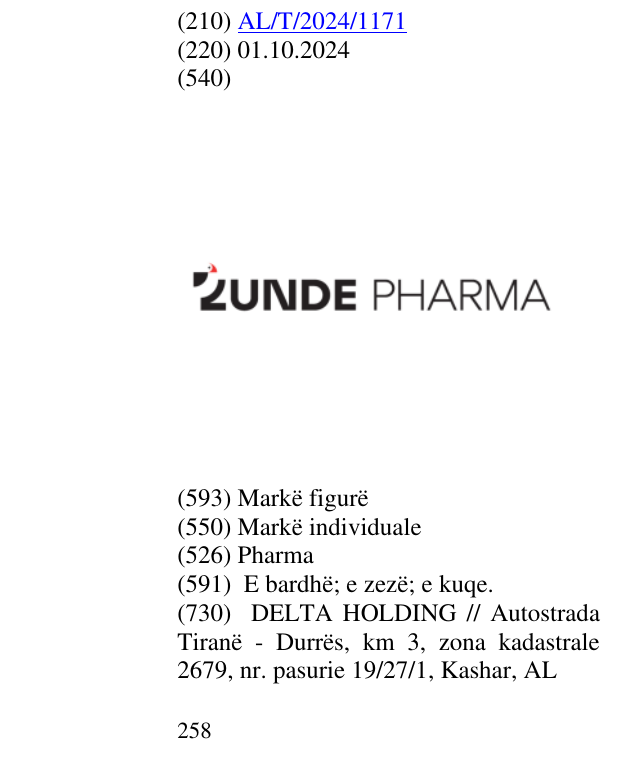 Zëri i markës Pharma në buletin