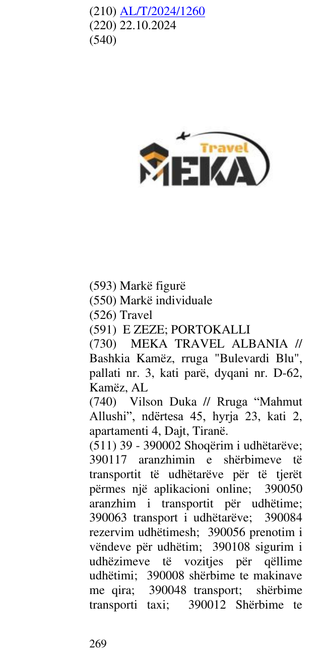 Zëri i markës Travel në buletin