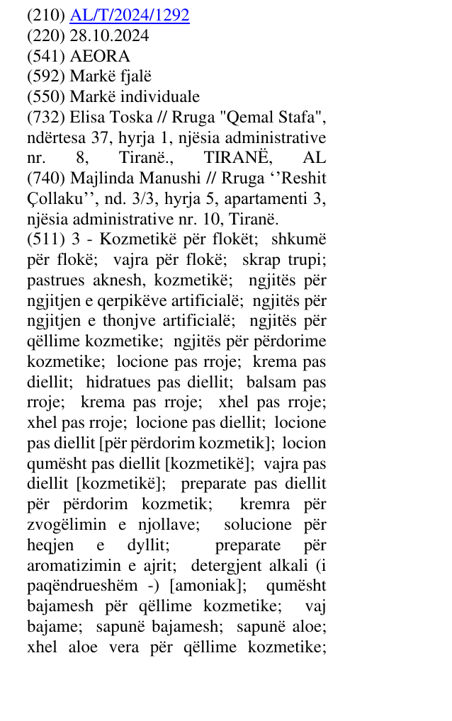 Zëri i markës AEORA në buletin