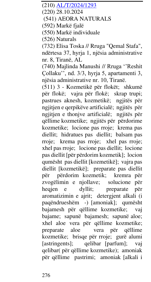 Zëri i markës Naturals në buletin