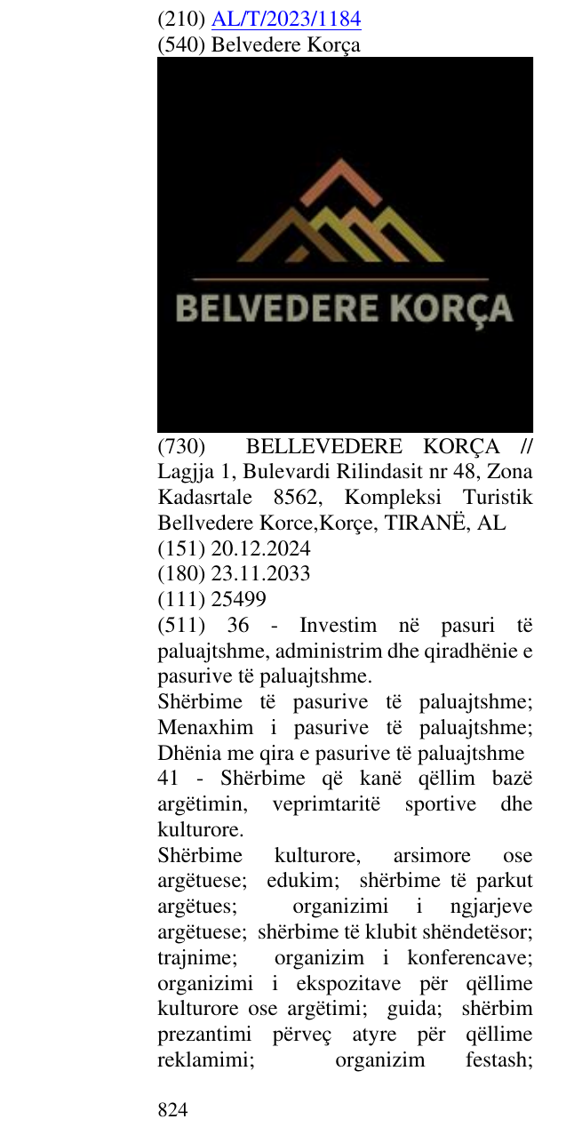 Zëri i markës Belvedere Korça në buletin