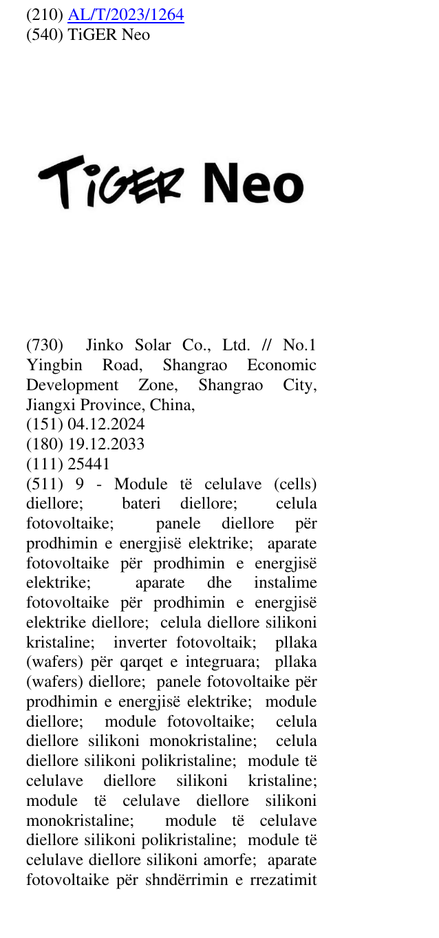 Zëri i markës TiGER Neo në buletin