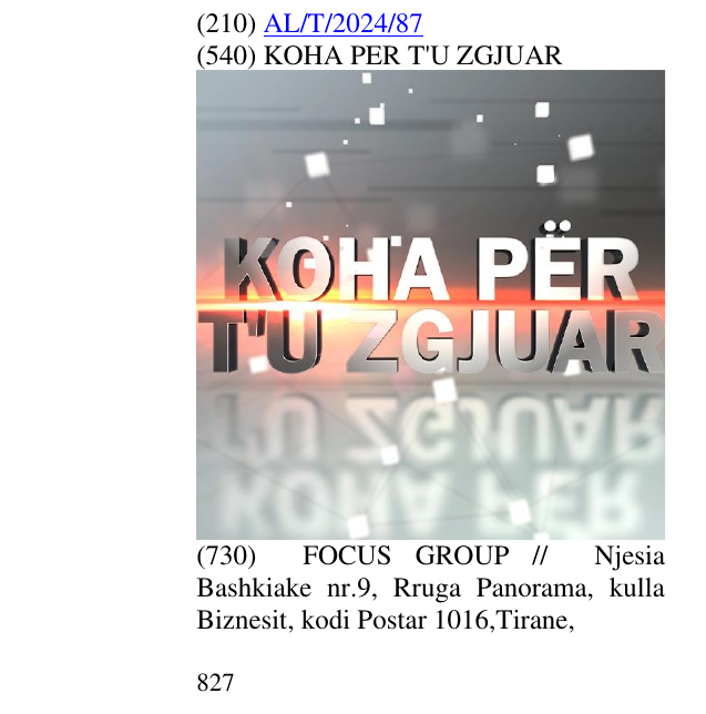 Zëri i markës KOHA PER T'U ZGJUAR në buletin