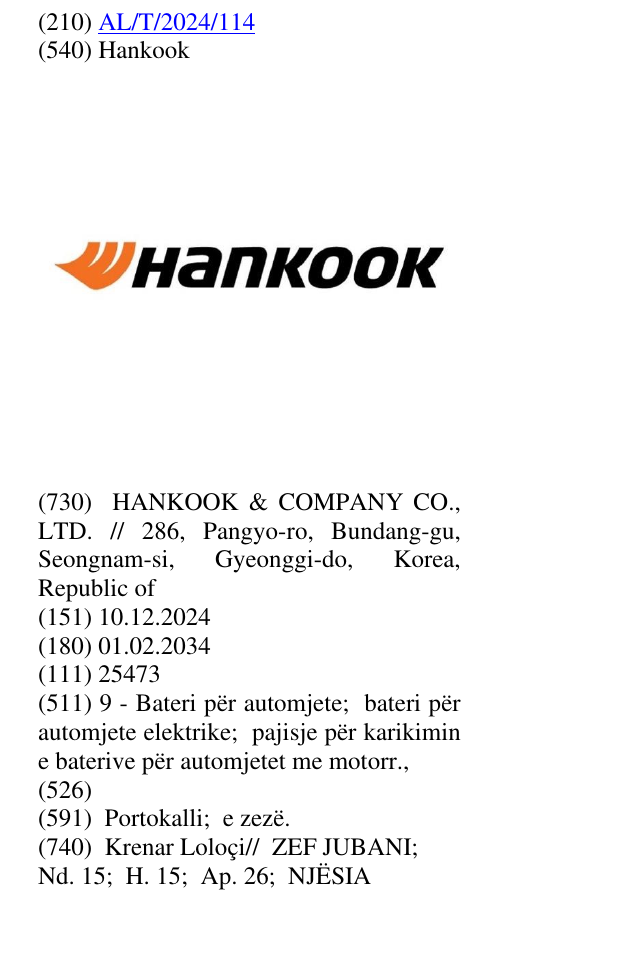 Zëri i markës Hankook në buletin