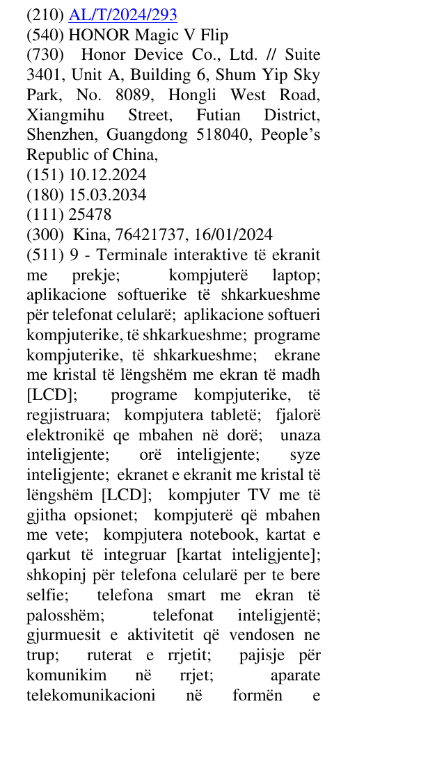Zëri i markës HONOR Magic V Flip në buletin
