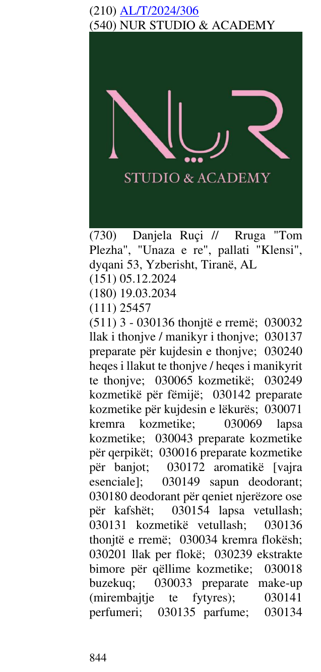 Zëri i markës NUR STUDIO & ACADEMY në buletin