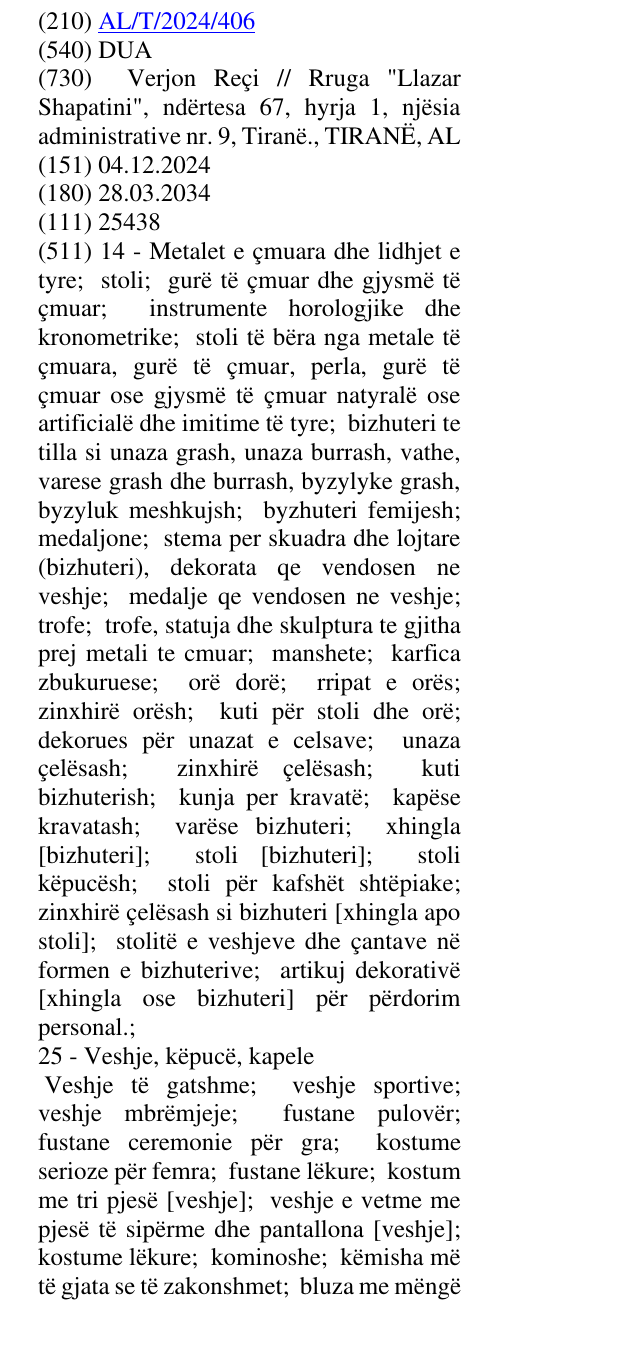 Zëri i markës DUA në buletin