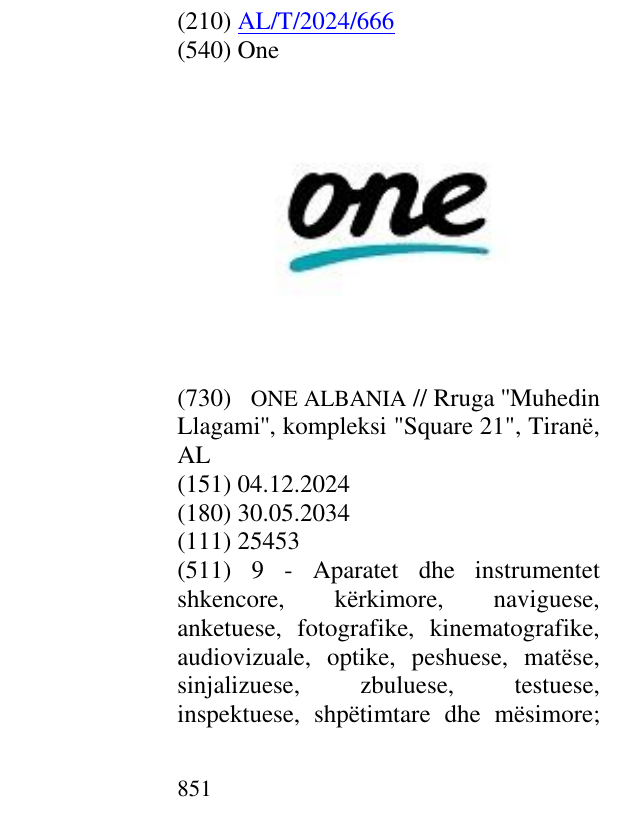 Zëri i markës One në buletin