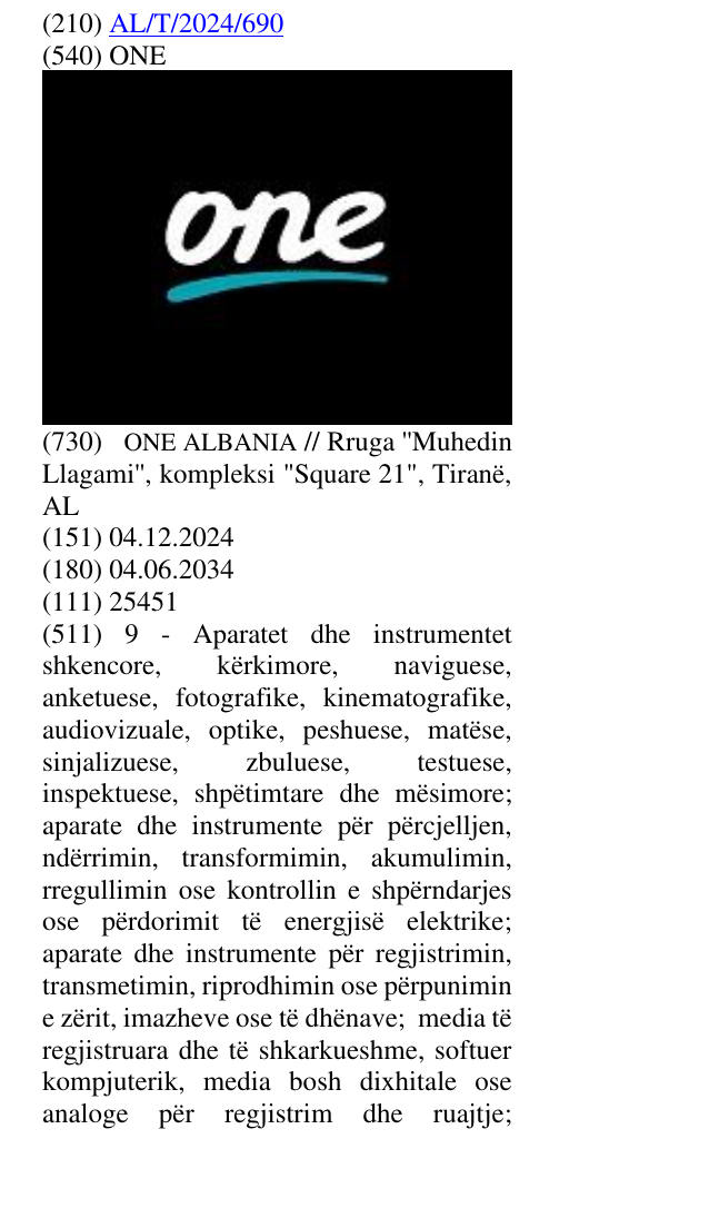 Zëri i markës ONE në buletin