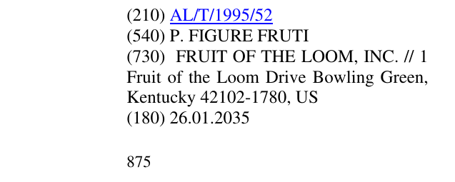 Zëri i markës P. FIGURE FRUTI në buletin