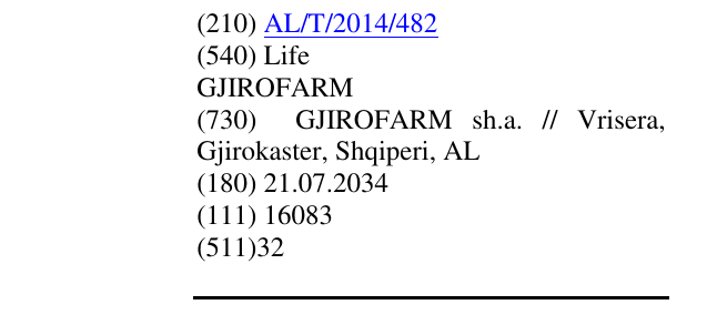 Zëri i markës Life GJIROFARM në buletin