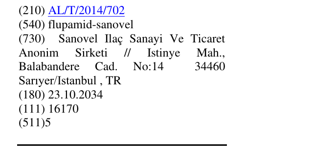 Zëri i markës flupamid-sanovel në buletin