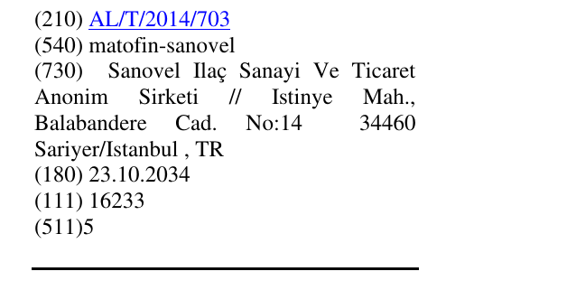 Zëri i markës matofin-sanovel në buletin
