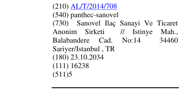 Zëri i markës panthec-sanovel në buletin