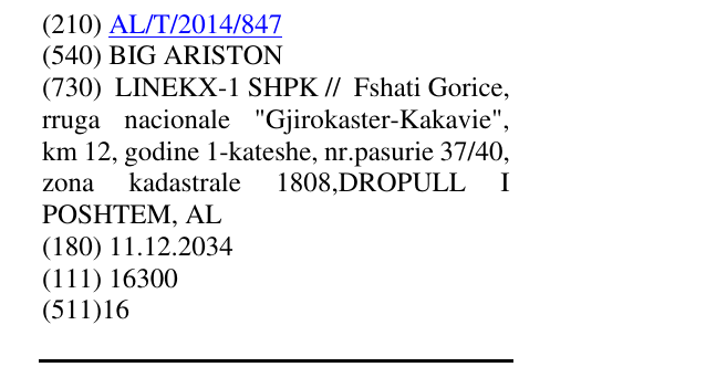 Zëri i markës BIG ARISTON në buletin