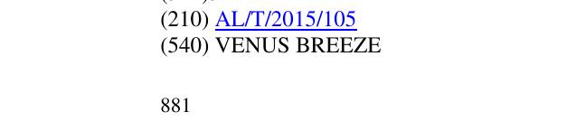 Zëri i markës VENUS BREEZE në buletin