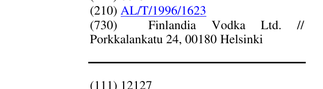 Zëri i markës FINLANDIA në buletin