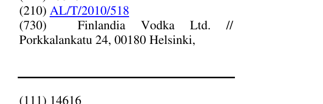 Zëri i markës FINLANDIA VODKA OF FINLAND në buletin