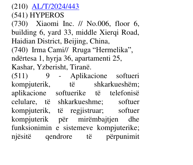 Zëri i markës HYPEROS në buletin