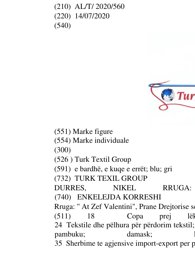 Zëri i markës Turk Textil Group në buletin