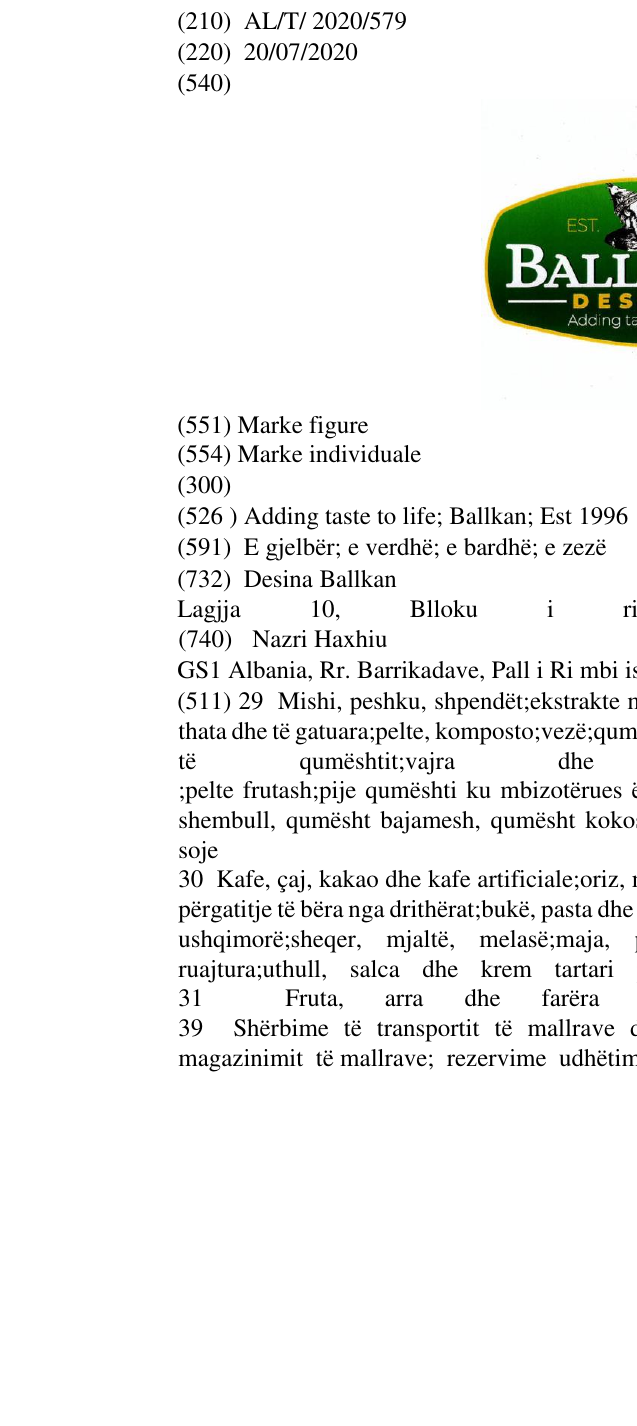 Zëri i markës Adding taste to life; Ballkan; Est 1996 në buletin