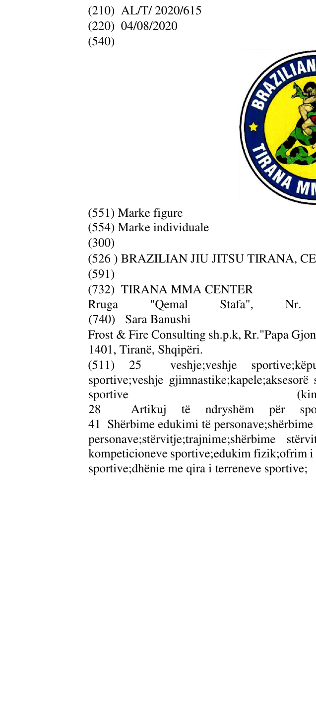 Zëri i markës BRAZILIAN JIU JITSU TIRANA, CENTER në buletin