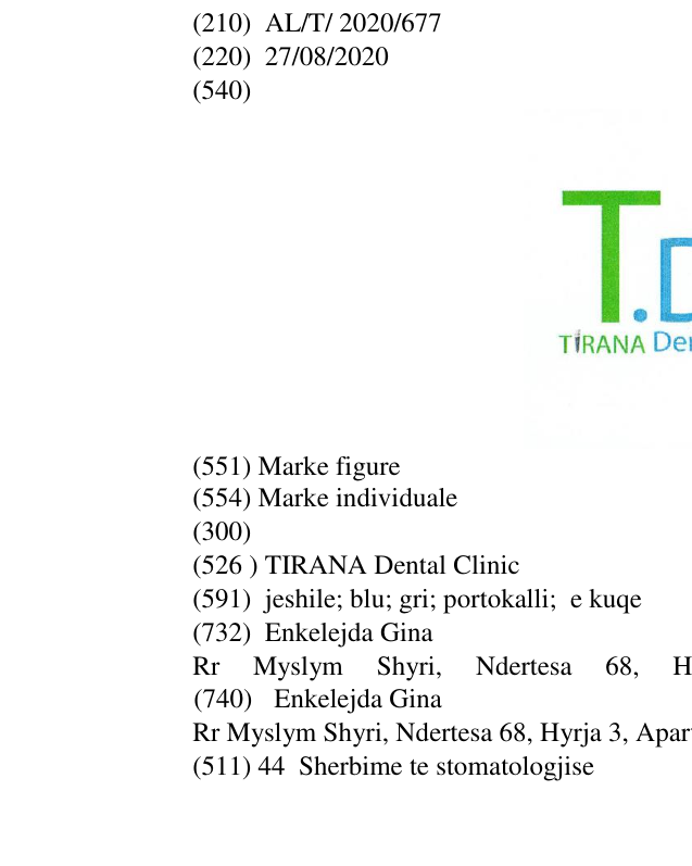 Zëri i markës TIRANA Dental Clinic në buletin