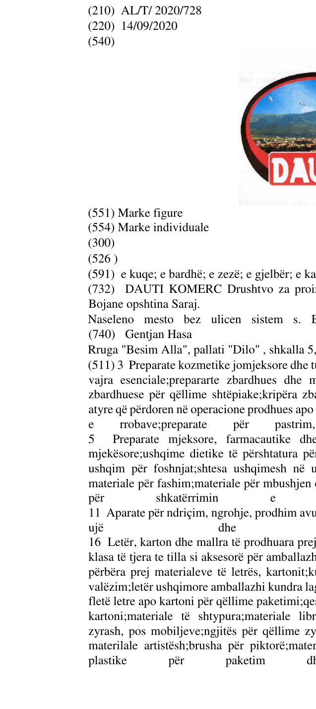 Zëri i markës DAUTI në buletin