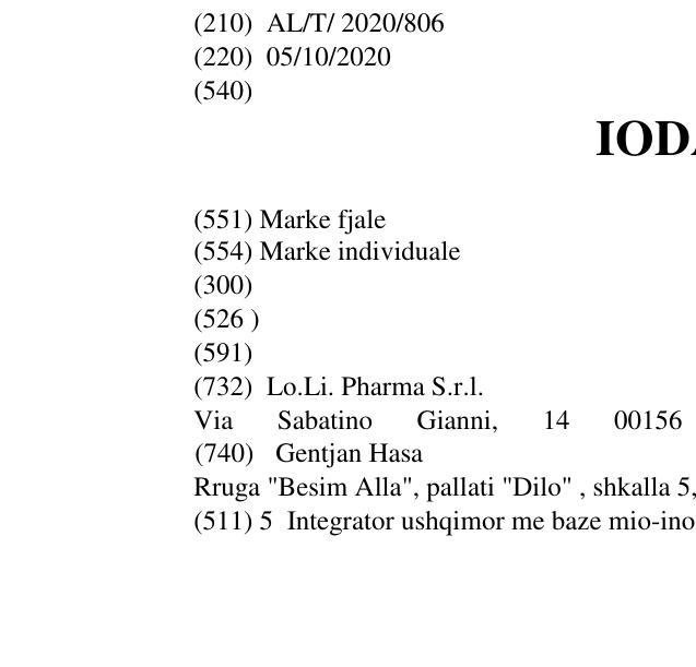 Zëri i markës IODACT në buletin