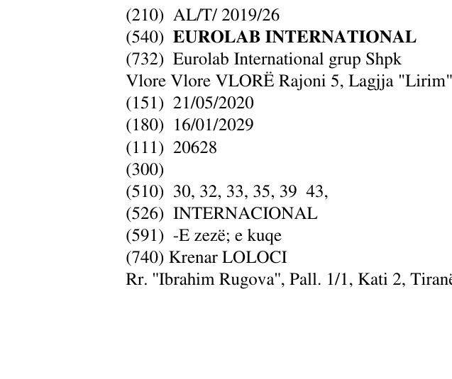 Zëri i markës EUROLAB INTERNATIONAL në buletin