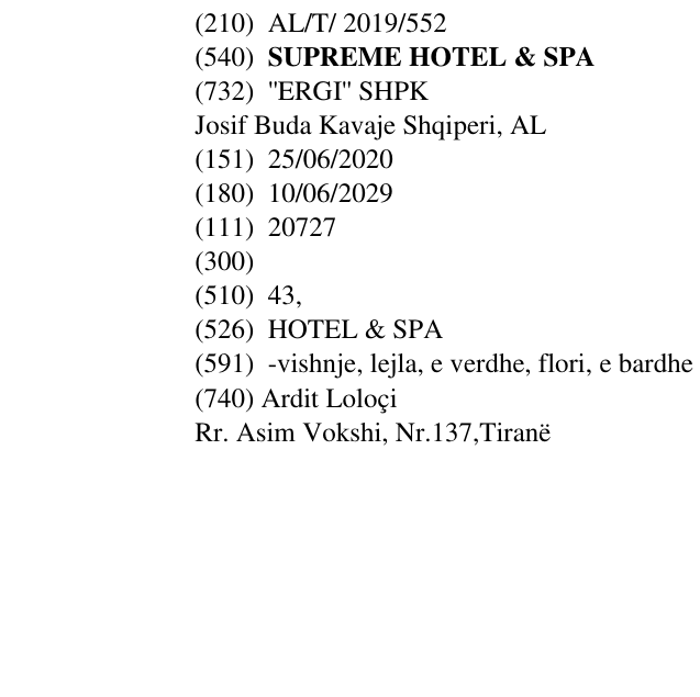 Zëri i markës SUPREME HOTEL & SPA në buletin