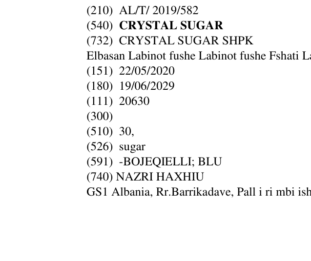 Zëri i markës CRYSTAL SUGAR në buletin