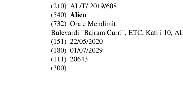 Zëri i markës Alien në buletin