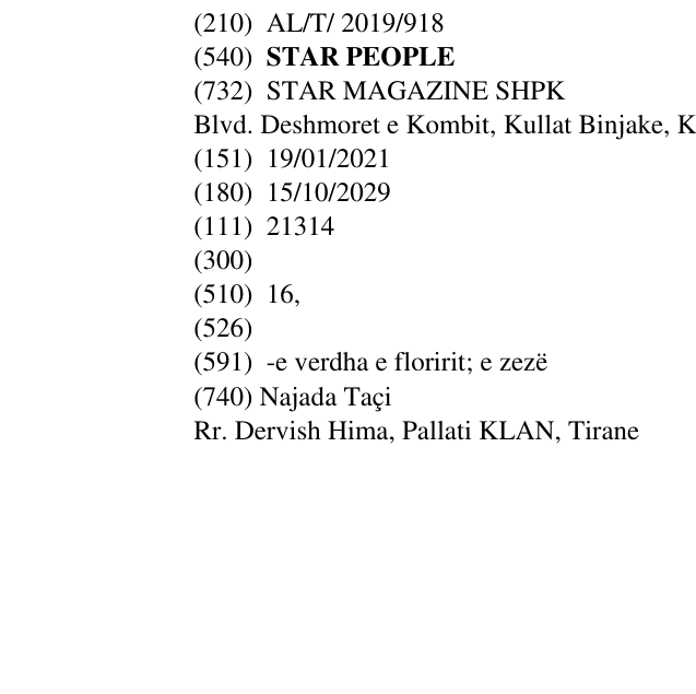 Zëri i markës STAR PEOPLE në buletin