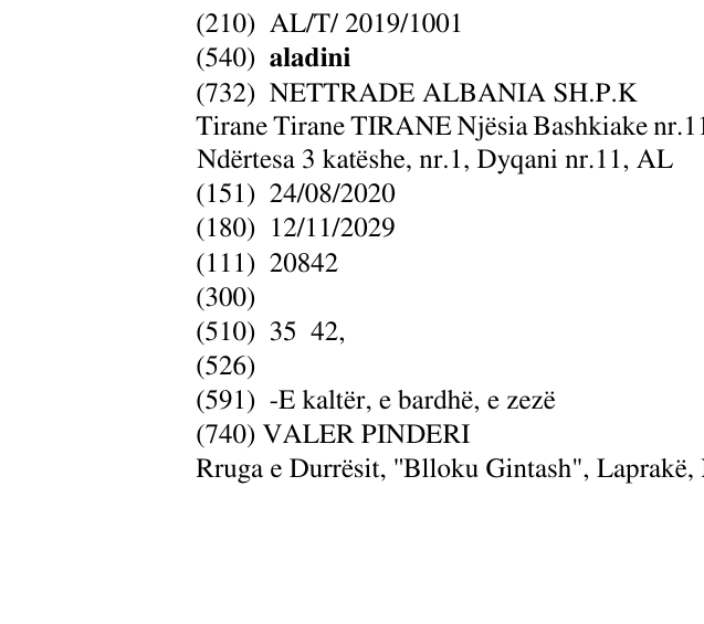 Zëri i markës aladini në buletin