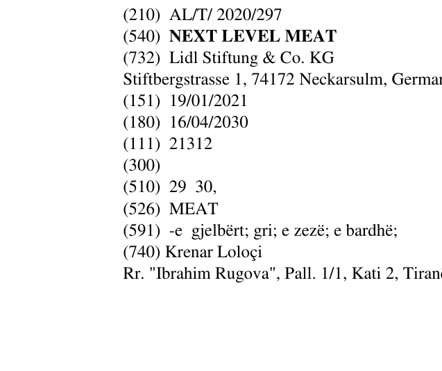 Zëri i markës NEXT LEVEL MEAT në buletin