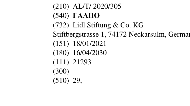 Zëri i markës ΓΑΛΠΟ në buletin