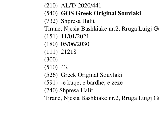 Zëri i markës GOS Greek Original Souvlaki në buletin