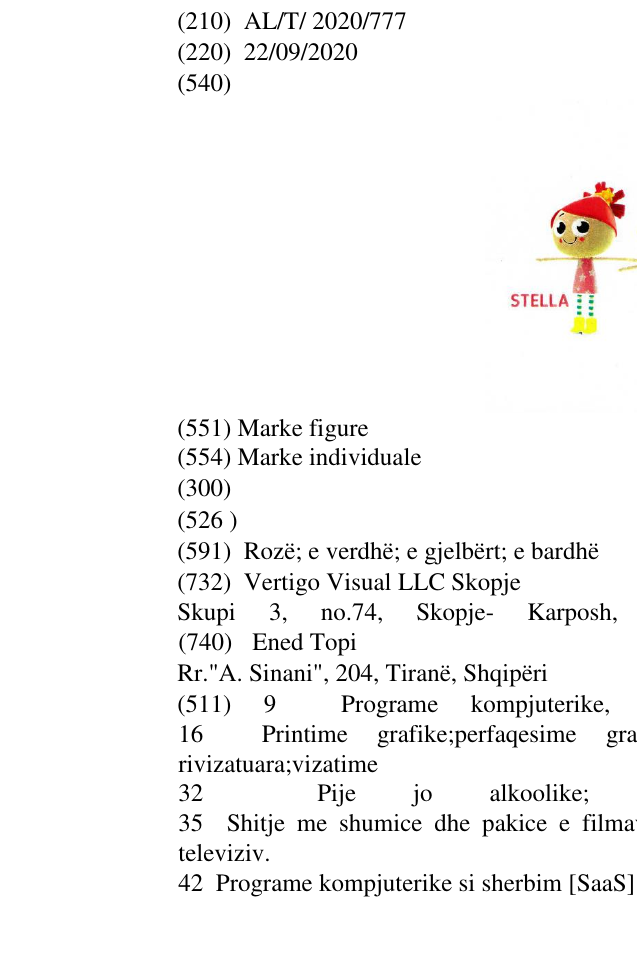 Zëri i markës STELLA SANI në buletin