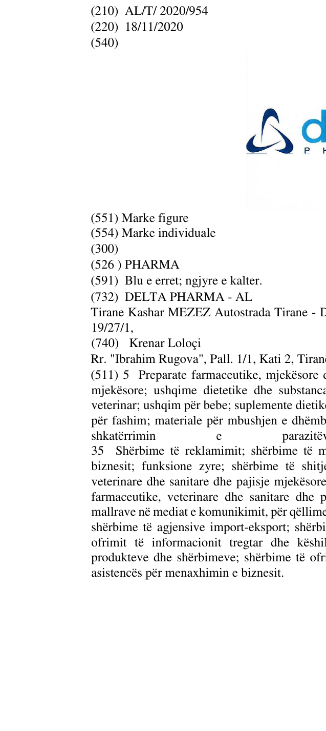 Zëri i markës PHARMA në buletin